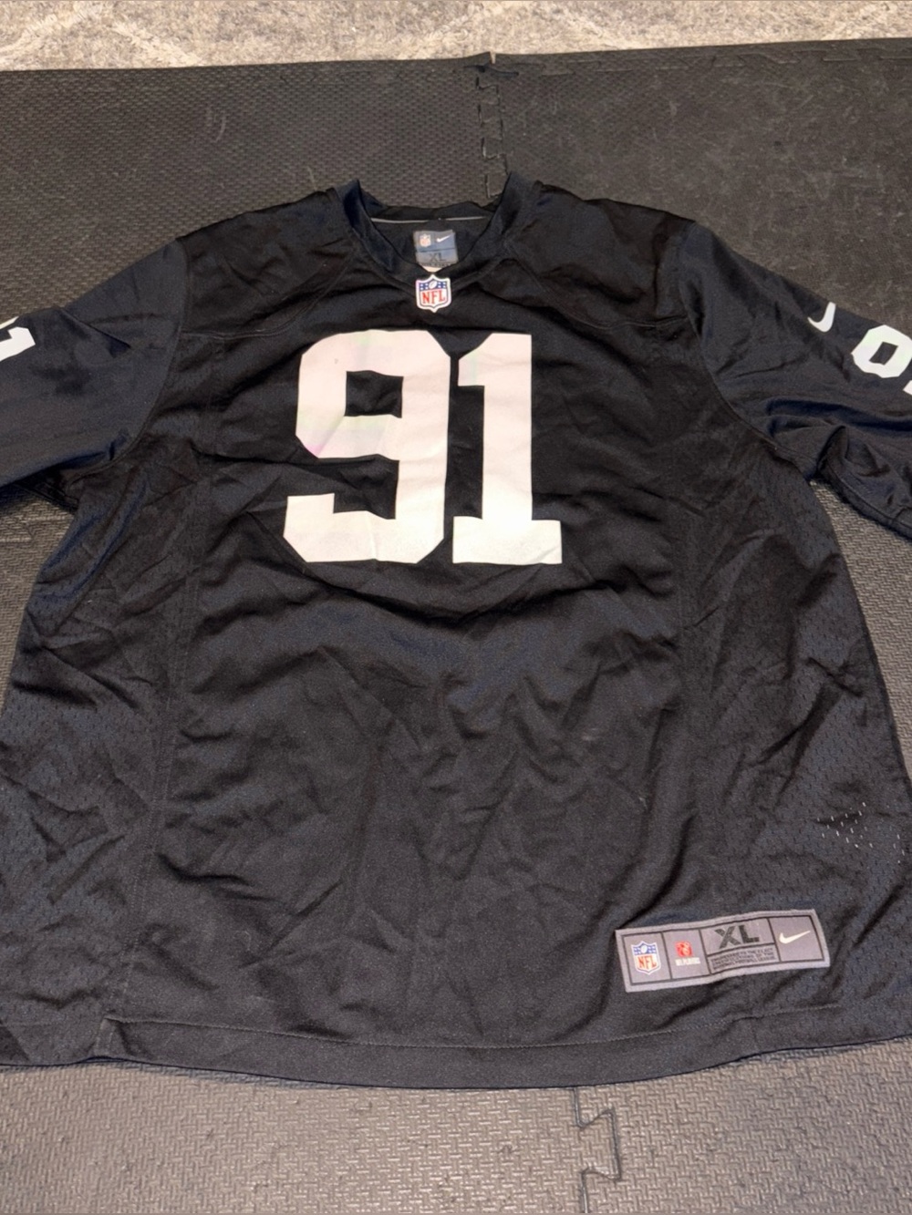 JUSTIN TUCK Oakland RAIDERS #91 XL Football Nike Jersey Stitched NFL RARE